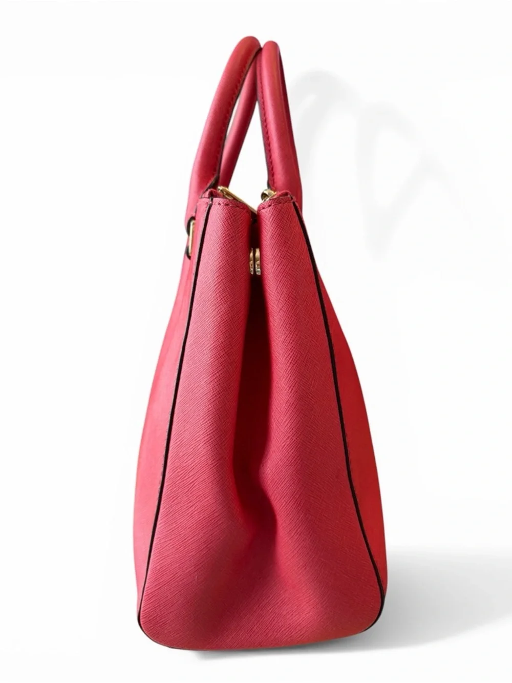Michael Kors Red Saffiano Leather Satchel Tote Crossbody Gold Hardware Large